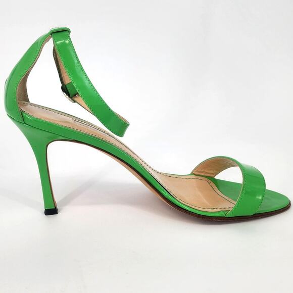 Manolo Blahnik Green Patent Leather Ankle Strap Sandals 37.5 (US 7–7.5) - Picture 8 of 16